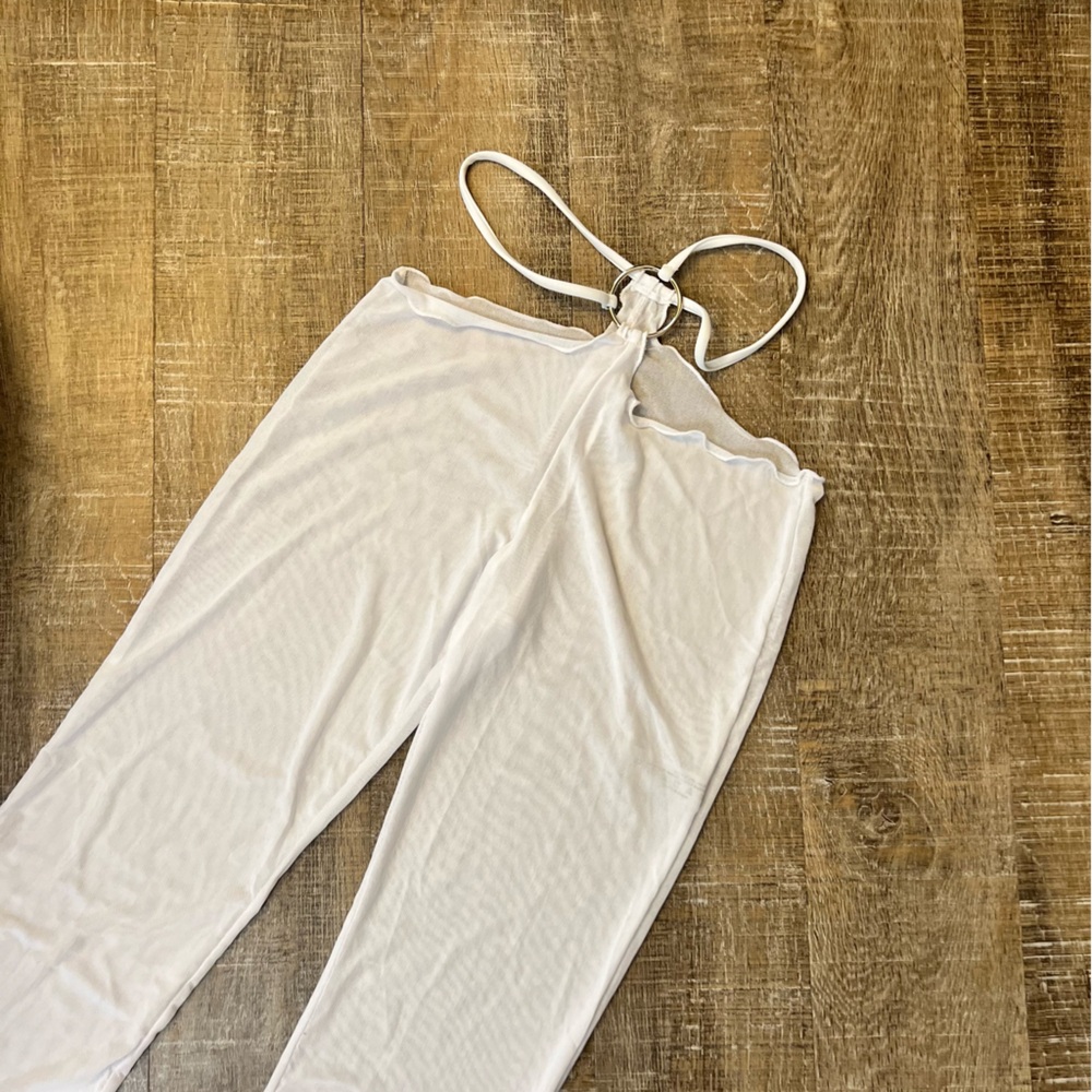White Sheer Cut Out Mesh Pants - Picture 4 of 4